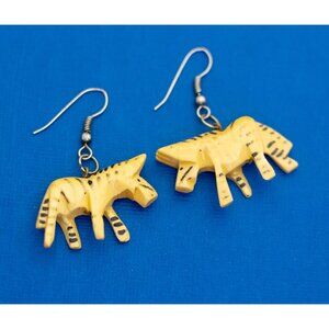 Vintage Wooden Animal Zoo Park Kids Dangle Earrings D15